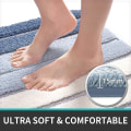 Miniatyrbilde 1 av 4: Badematte 15,7 x 23,6 tommer Sklisikker badematte Superabsorberende vann, maskinvaskbar, mikrofiber absorberende badegulvmatte, blå