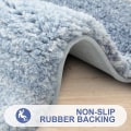 Miniatyrbillede 4 af 5: Mikrofiber Fluffy Shaggy Bademåtte til Badeværelse, 41 X 61cm, Skridsikker Super Absorberende Maskinvaskbar Gulvmåtte, Blå