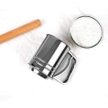 Miniatyrbilde 5 av 5: Melsikt, Manuell Melsikt med Håndtrykkdesign Rustfritt Stål Sil Finmasket Sil for Kjøkken Matlaging Baking (1 stk, Sølv)