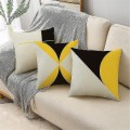 Miniatyrbillede 5 af 5: Sort Gult Kontrastfarve Splice Design Linned Pudebetræk Sofa Pude