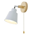 Miniatyrbillede 2 af 3: Elegant nordisk trævæglampe senglampe væglampe væglampe til soveværelse korridor med lynlås kontakt frit roterbar Eu stik Ns2