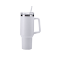 Miniatyrbillede 1 af 5: 40 oz Rustfri Stål Vakuumisoleret Krus Dobbeltvægget Rejse Termokop Bil Kaffekrus med Sugerør og Håndtag til Varm Iskaffe (Hvid) White