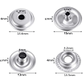Miniatyrbilde 7 av 8: 200 stk trykknappsett, BetterJonny 15mm rustfritt stål trykknapp trykknapp med tang og 3 innstillingsverktøy for Marine Boa silver
