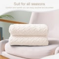 Miniatyrbilde 3 av 5: Flanell Fleece-teppe, 127x178 Cm Sofateppe, Mykt Jacquardvevd Bladmønster Teppe For Sofa, Elfenbensfarget Teppe