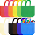Miniatyrbilde 1 av 7: 24 stk gaveposer med håndtak, store non-woven poser, gjenbrukbare handleposer, festgaveposer, handleposer for dagligvarer, piknikposer (12 farger)