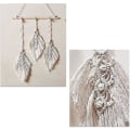 Miniatyrbillede 3 af 5: Makramé Væghængning Boho Dekoration, Vævet Væghængning Tapet Blad Fjer Bohemian Tapet Håndlavet Rum Dekoration Stue Soveværelse Dekoration