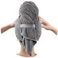 Pikkukuva 1 / 5: Naisten Mikrokuitupyyhe Pehmeä Nopeasti Kuivuva Pyyhe Anti-Frizz Pyyhe Naisten Märille Hiuksille Paksuille Hiuksille (Harmaa)