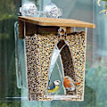 Miniatyrbillede 3 af 5: 2l Transparent Fuglefoderbue Design Vindue, Udendørs Have Kolibri Feeder, Adsorption Hus Type Fuglefoder