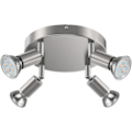 Pikkukuva 1 / 8: LED-kattovalaisin, kääntyvä, 4-suuntainen pyöreä levy LED-kattospottivalaisimet, ø180mm (sisältää 4x4W GU10 LED-lamput, 400LM, lämmin valkoinen) LED Ce Brushed Nickel 4 Way