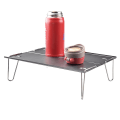Miniatyrbillede 4 af 4: Mini Foldbar Bord Bærbar Picnic Bord Ultralet Camping Bord Aluminium Bordplade Rustfrit Stål Stativ Til Fiskeri Camping Picnic (1 stk, Sort)