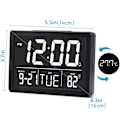 Miniatyrbild 2 av 6: Väckarklocka, Digital Klocka, Elektrisk Digital Klocka med 5,5\" LED-Display, Ljusstyrka, Justerbar Volym, Datum och Temperatur, Bordsklocka för Sängar black