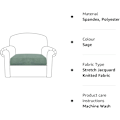 Miniatyrbild 7 av 7: Stretchig soffkuddeöverdrag Soffa soffkudde Möbelskydd Soffa överdrag med elastisk botten Spandex Jacquardtyg Små rutor(C Sage 1 Cushion Armchair