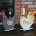 Miniatyrbilde 4 av 5: 2 stk/sett Tre Påske Hane Sløyfe Kylling Formet Figurer Hjem Fest Diy Dekorasjon Ornament Festival Gaver
