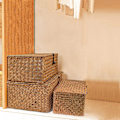 Miniatyrbillede 4 af 8: ker Opbevaringskurv Flettet Rattan Opbevaringsboks Med Låg Søgræs Vasketøjskurve Makeup Organizer Til Badeværelse, Stue, Køkken (S)