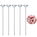 Miniatyrbillede 7 af 8: 100 stk. Corsage Pins Boutonniere Clear Straight Pins Blomster Rhinestones Pins Crystal Diamond Head Pins til DIY Dekoration Bryllup Brude Hår A Transparent