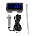 Miniatyrbillede 1 af 8: 4 Digit LED Display Tacho RPM Hastighedsmåler Panel Induktiv Hall Effekt Sensor NPN Nærhedsafbryder Rød/Blå(Blå)
