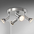 Pikkukuva 2 / 8: LED-kattovalaisin, kääntyvä, 4-suuntainen pyöreä levy LED-kattospottivalaisimet, ø180mm (sisältää 4x4W GU10 LED-lamput, 400LM, lämmin valkoinen) LED Ce Brushed Nickel 4 Way