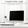 Miniatyrbild 4 av 5: USB-C Hub 4-i-1 Bärbar Legering USB Typ C till 4 USB 2.0 480 Mbps Port Hub Adapter