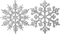 Julgransdekorationer i plast med glitter, snöflingor, 10 cm, 36-pack Silver