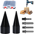 Miniatyrbillede 1 af 5: Log Splitter Borekegle 42mm og 32mm, Træspliter, Trækonisk Skrue til Trinvis Bor Brandbrænde Cutter Log Splitter Stålkegle Højhastighedsbor
