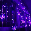 Pikkukuva 1 / 2: Eri Muotoisia LED-Verhovalosarjoja Juhliin, Puutarhaan, Värikkäät Ulkovalot, Koti Sisustus, UK-Sovitin, Violetti Perhonen