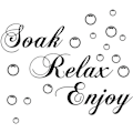 Pikkukuva 1 / 5: Soak Relax Enjoy -seinätarra, irrotettava, kodin kylpyhuoneen taustakoriste Black04