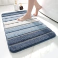 Miniatyrbillede 1 af 5: Bademåtte 40 X 60 Cm Antislip Badeværelsesmåtte Superabsorberende Vand, Maskinvaskbar, Mikrofiber Absorberende Badeværelsesgulvmåtte, Blå