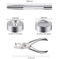 Miniatyrbilde 8 av 8: 200 stk trykknappsett, BetterJonny 15mm rustfritt stål trykknapp trykknapp med tang og 3 innstillingsverktøy for Marine Boa silver