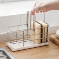 Miniatyrbilde 2 av 5: 304 Rustfritt Stål Svamp Holder, Multifunksjonell Kjøkkenvask Organizer Vask Caddy Vask | Henge Justerbart Panel