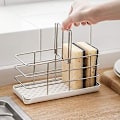 Miniatyrbillede 2 af 5: 304 Rustfrit Stålsvampeholder, Multifunktionel Køkkenvaskarrangør Vask Caddy Vask | Hængende Justerbart Panel