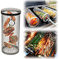 Pikkukuva 8 / 8: Pyörivä BBQ-grillinkori, Kannettava bbq-vihannessäiliö Ulkoilma BBQ-tarvikkeet BBQ-grillin pyöreä grilliteline vihanneksille, ranskalaiset 21cm