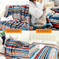 Miniatyrbillede 4 af 5: Coral Fleece Tæppe, Fluffy Blødt Sofa Tæppe Farverigt Stribemønster Tæpper Til Soveværelse Stuer Kontor 127x152cm