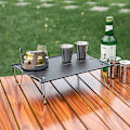 Miniatyrbillede 2 af 4: Mini Foldbar Bord Bærbar Picnic Bord Ultralet Camping Bord Aluminium Bordplade Rustfrit Stål Stativ Til Fiskeri Camping Picnic (1 stk, Sort)