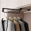 Miniatyrbilde 2 av 5: Utvidbar klesstativ for uttrekking, montering i skaptak, stang, kleshengere utvidbar 30c