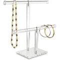 Miniatyrbillede 1 af 5: Klar Akryl Rund Armbåndsdisplayholder 2-lags T-stang Smykke Display Armbåndsdisplayholder