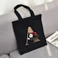 Miniatyrbillede 3 af 7: 26 bogstaver trykt lærred genanvendelige indkøbsposer, sammenklappelig afslappet rejsetaske, skulder strand tote tasker, shopper taske miljøvenlig super stærk washa Gold a