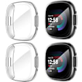 Miniatyrbild 1 av 8: Diruite 4-pack fodral för Fitbit Versa 4/Sense 2 skärmskydd, HD stöttåligt mjukt TPU-fodral med fullständigt skydd för Fitbit Versa Clear+Clear+Clear+Clear