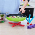 Miniatyrbillede 5 af 5: Foldbare Silikon Trivetter - Krydsformet Varmeisolerende Bordskåner Sammenklappelig Panderamme Tørrestativ/Kølebrikker til Kop, Gryde, Tallerkener (2 stk., Blå+Rød