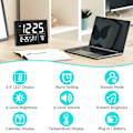 Miniatyrbild 3 av 6: Väckarklocka, Digital Klocka, Elektrisk Digital Klocka med 5,5\" LED-Display, Ljusstyrka, Justerbar Volym, Datum och Temperatur, Bordsklocka för Sängar black