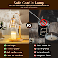 Miniatyrbilde 2 av 7: Lysvarmerlampe med timer - Elektrisk smeltelampe for duftlys, dimbar lysvarmer for vokslys i krukke, flammefri brenner, glasskjerm, høyde A Amber