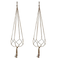 Pikkukuva 1 / 3: 2 Macrame-köysi kukkaruukun riippuva kori kattoon, punottu hamppu köysi verkko pussi riippuva pidike (105cm)