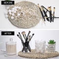 Miniatyrbillede 3 af 3: 3-pak bomuldsvatpindholder med kuglepude, 12 oz Qtip-apotekerkrukke, gennemsigtig makeup-arrangør, badeværelsesbeholdere, dispenser