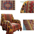 Miniatyrbillede 2 af 4: Bohemian geometrisk tæppe, boho stof sofa tæppe dækker til sofa seng stol stue, soveværelse