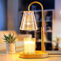 Miniatyrbilde 1 av 7: Lysvarmerlampe med timer - Elektrisk smeltelampe for duftlys, dimbar lysvarmer for vokslys i krukke, flammefri brenner, glasskjerm, høyde A Amber