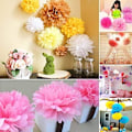Miniatyrbild 7 av 7: 16 st blandade silkespapperspompoms pom poms blomma handgjorda bröllopsfestdekorationer bollar, guld silver Glold Silver