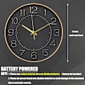 Miniatyrbild 7 av 8: Moderna Väggklockor Batteridrivna, 10 tum Svart och Guld Klocka för Vägg, Tyst Liten Väggklocka för Vardagsrum Sovrum Kök Kontor Barnkammare Black 1 pack 10 inch