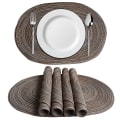 Miniatyrbild 1 av 4: Bästa Supply Oval Placemats Tvättbara Placemats 19,6 X 13,7 Tum För Köksbord (grön, Brun, Grå, Gul) P