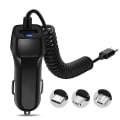 Miniatyrbilde 2 av 5: Auto Rask Lading Bil Lader Med Inntrekkbar Kabel Telefonlader Usb Med Type C Kabel