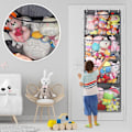 Miniatyrbilde 2 av 5: Oppbevaringspose for bamse over døren - Organiser for bamser med 4 store lommer - Hengende nettposer for baby-plysjleker, soverom, barnerom, leker