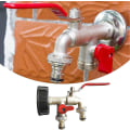 Miniatyrbilde 3 av 4: 1/2\" Dobbel Hagekran, 1000l Tankkran IBC Vann Tank Adapter Regnvannsinnsamling Kran